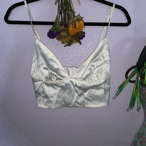 ZARA white silky cropped cami